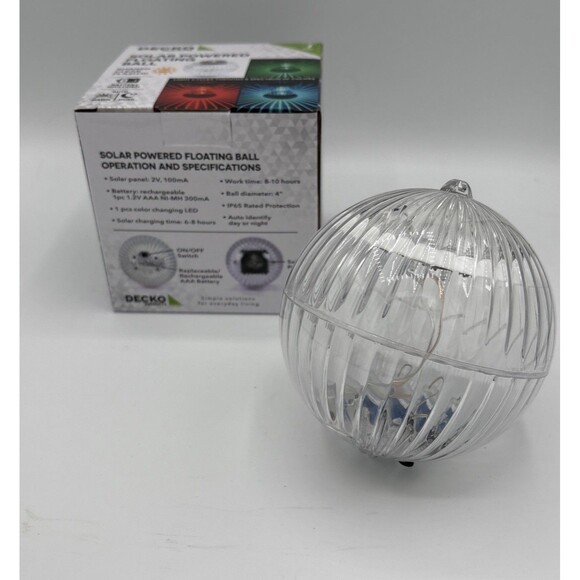 Solar Powered floating led globe light. Deco Products . New. Battery Included - Picture 4 of 10